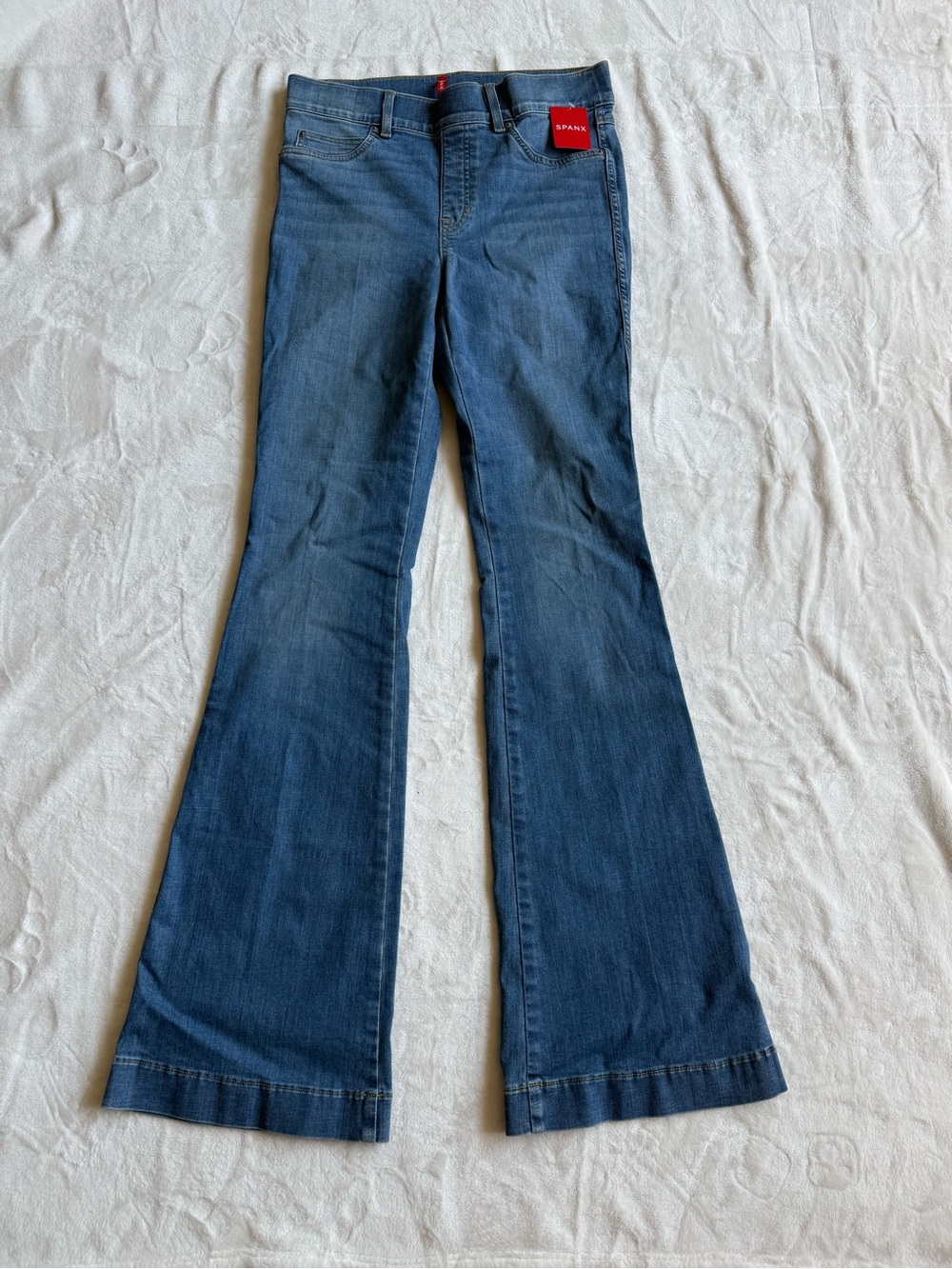 SPANX Medium Wash High-Rise Flare Jeans